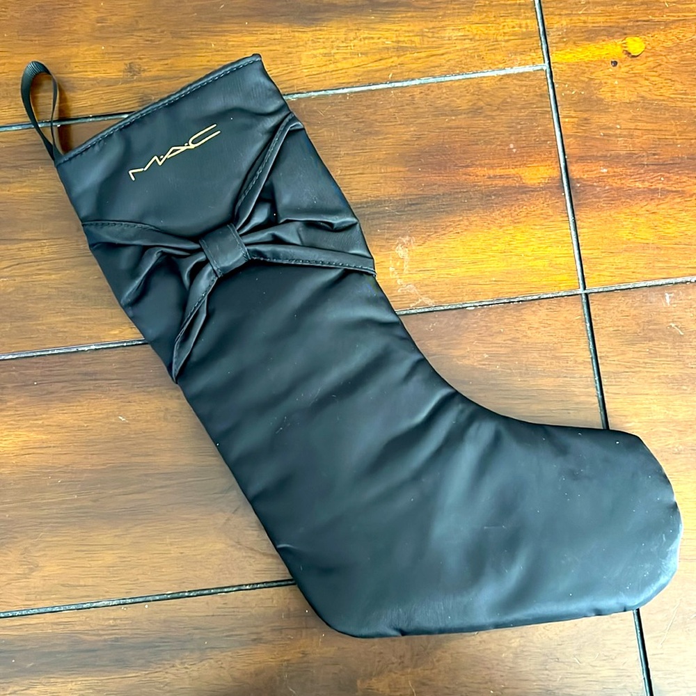 MAC Cosmetics Christmas Holiday Stocking Black Satin NWOT